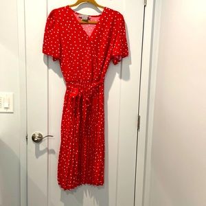 Lark + Grey Dress- Red Polka Dots